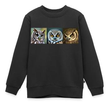 Eulen - Kinder Premium Organic Sweatshirt - Schwarz - Vorne - AI Model Kid Female (0cm)