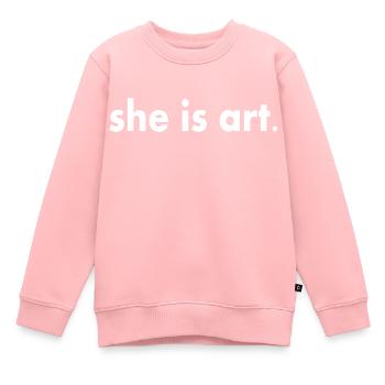 She is art - Kinder Premium Organic Sweatshirt - Rosa - Vorne - AI Model Kid Female (0cm)