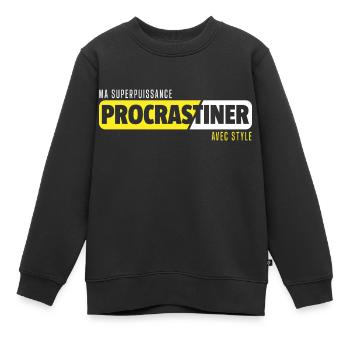 Procrastiner / citations drôles - Sweat Premium enfant bio - noir - Devant - AI Model Kid Female (0cm)