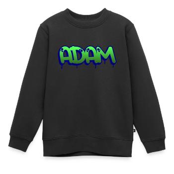 Graffiti Prénom Adam - Sweat Premium enfant bio - noir - Devant - AI Model Kid Female (0cm)
