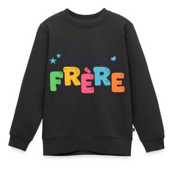 grand frère Cadeau naissance famille - Sweat Premium enfant bio - noir - Devant - AI Model Kid Female (0cm)
