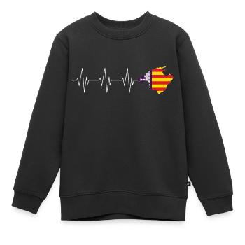 Mallorca Flag Fréquence cardiaque Rythme cardiaque ECG Pouls - Sweat Premium enfant bio - noir - Devant - AI Model Kid Female (0cm)