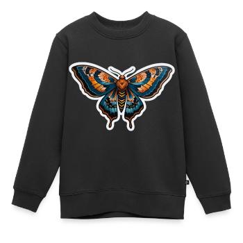 Papillon de nuit Néo Traditionnel - Sweat Premium enfant bio - noir - Devant - AI Model Kid Female (0cm)
