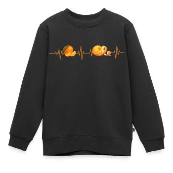 Mandarine Herzschlag - Geschenkidee - Kinder Premium Organic Sweatshirt - Schwarz - Vorne - AI Model Kid Female (0cm)