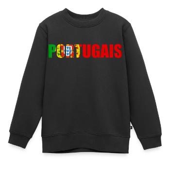 portugais - Sweat Premium enfant bio - noir - Devant - AI Model Kid Female (0cm)