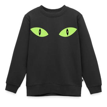 ★ Designfarben änderbar ★ Zwei Katzenaugen - Kinder Premium Organic Sweatshirt - Schwarz - Vorne - AI Model Kid Female (0cm)