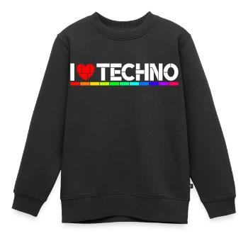 I love Techno - Kinder Premium Organic Sweatshirt - Schwarz - Vorne - AI Model Kid Female (0cm)