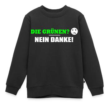 DIE GRÜNEN NEIN DANKE - Kinder Premium Organic Sweatshirt - Schwarz - Vorne - AI Model Kid Female (0cm)