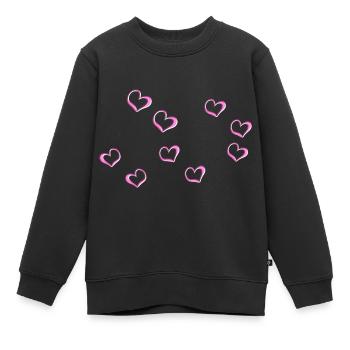 rosa herzen linie herz muster - Kinder Premium Organic Sweatshirt - Schwarz - Vorne - AI Model Kid Female (0cm)