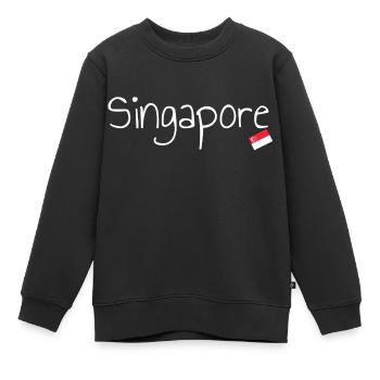 Singapour - Sweat Premium enfant bio - noir - Devant - AI Model Kid Female (0cm)