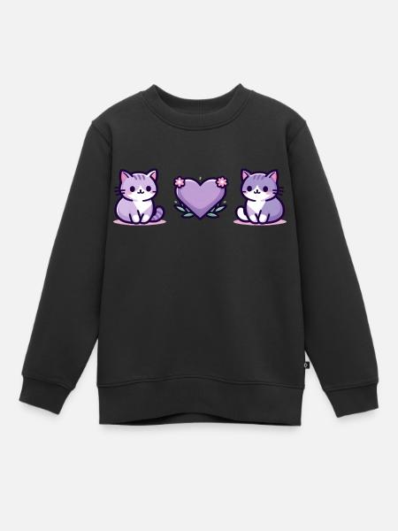 Des chats au grand cœur - Sweat Premium enfant bio - noir