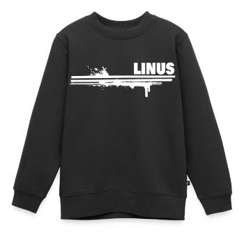 Touche de couleur Linus - Sweat Premium enfant bio - noir - Devant - AI Model Kid Female (0cm)