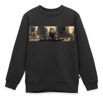 apocalypse world after mankind giant squirrel - Kids Premium Organic Sweatshirt - black - Front - AI Model Kid Female (0cm)