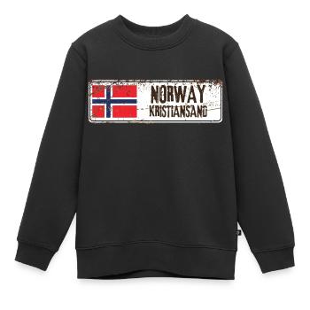 Kristiansand Drapeau de la Norvège - Sweat Premium enfant bio - noir - Devant - AI Model Kid Female (0cm)