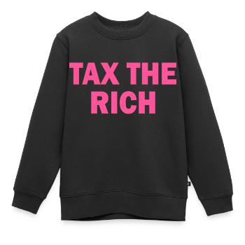 Tax the rich - Kinder Premium Organic Sweatshirt - Schwarz - Vorne - AI Model Kid Female (0cm)