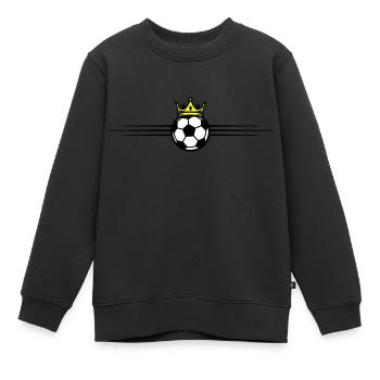 Fussball Ball Krone - Kinder Premium Organic Sweatshirt - Schwarz - Vorne - AI Model Kid Female (0cm)