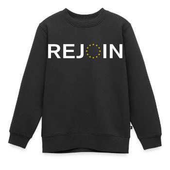 Treten Sie EU White wieder bei - Kinder Premium Organic Sweatshirt - Schwarz - Vorne - AI Model Kid Female (0cm)