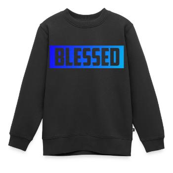 Gesegnet glücklich und zufrieden! - Kinder Premium Organic Sweatshirt - Schwarz - Vorne - AI Model Kid Female (0cm)