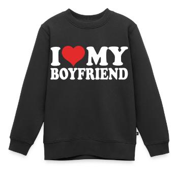 I Love My Boyfriend - Kinder Premium Organic Sweatshirt - Schwarz - Vorne - AI Model Kid Female (0cm)