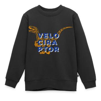 Dinosaurier Velociraptor prähistorisch Urzeit - Kinder Premium Organic Sweatshirt - Schwarz - Vorne - AI Model Kid Female (0cm)