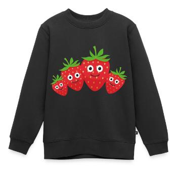 Fraises Famille,Baies,Fraise - Sweat Premium enfant bio - noir - Devant - AI Model Kid Female (0cm)