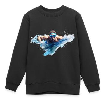 Swimming is a popular sport - Kids Premium Organic Sweatshirt - black - Front - AI Model Kid Female (0cm)