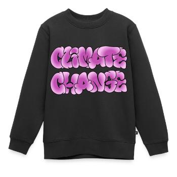 Climate Change, Climate Change, Climate Change - Kids Premium Organic Sweatshirt - black - Front - AI Model Kid Female (0cm)