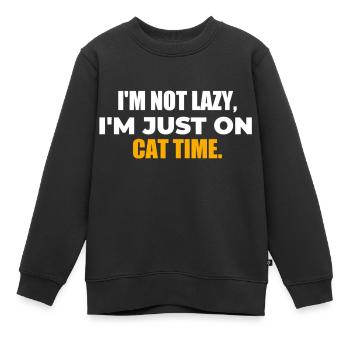 I'm not lazy, I'm just on cat time - Kids Premium Organic Sweatshirt - black - Front - AI Model Kid Female (0cm)