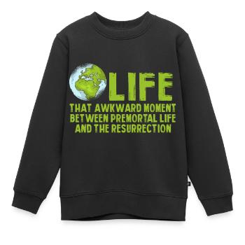 Life Das Peinliche Moment Zwischen Leben - Kinder Premium Organic Sweatshirt - Schwarz - Vorne - AI Model Kid Female (0cm)
