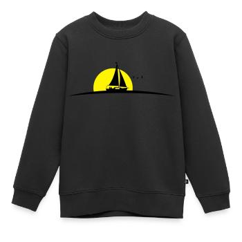 Segelboot - Kinder Premium Organic Sweatshirt - Schwarz - Vorne - AI Model Kid Female (0cm)