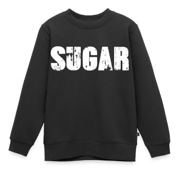 sugar,font,white, stencil - Kids Premium Organic Sweatshirt - black - Front - AI Model Kid Female (0cm)