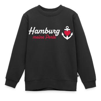 Hamburg Perle weiß - Kinder Premium Organic Sweatshirt - Schwarz - Vorne - AI Model Kid Female (0cm)