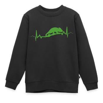 Chamäleon Herzschlag Geschenk Haustiere - Kinder Premium Organic Sweatshirt - Schwarz - Vorne - AI Model Kid Female (0cm)