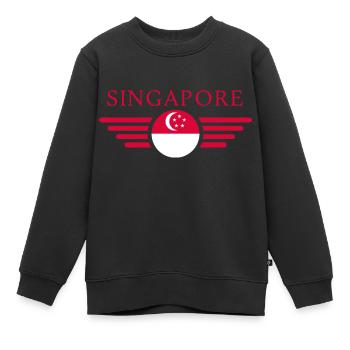 Singapour - Sweat Premium enfant bio - noir - Devant - AI Model Kid Female (0cm)