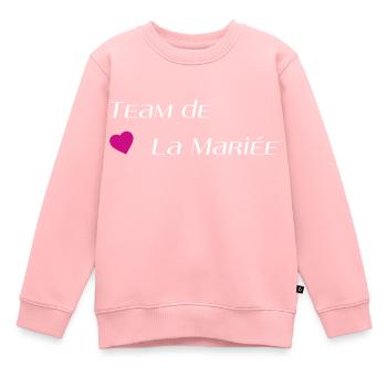 Team de la mariée - Sweat Premium enfant bio - rose - Devant - AI Model Kid Female (0cm)