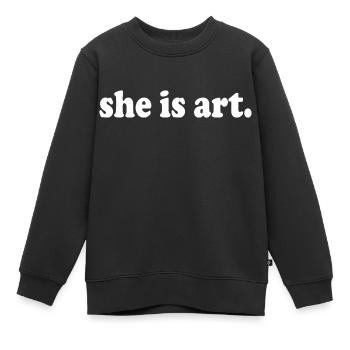 She is art - Kids Premium Organic Sweatshirt - black - Front - AI Model Kid Female (0cm)