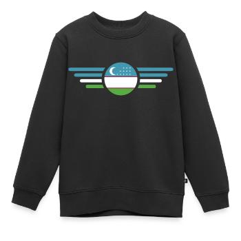 J’aime l’Ouzbékistan, T-shirt design de style élégance - Sweat Premium enfant bio - noir - Devant - AI Model Kid Female (0cm)