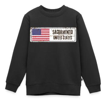 Drapeau de Sacramento - Sweat Premium enfant bio - noir - Devant - AI Model Kid Female (0cm)