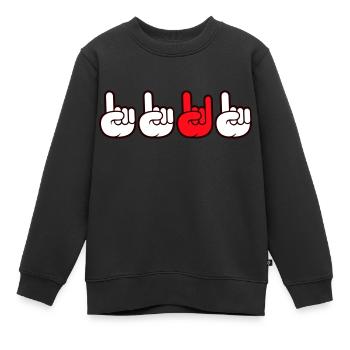 Heavy Metal Hard Rock Musique Cors Geste Logo - Sweat Premium enfant bio - noir - Devant - AI Model Kid Female (0cm)