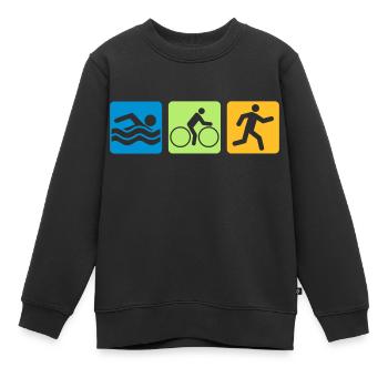 bunt sport buttons piktogramm cool logo swim bike - Kinder Premium Organic Sweatshirt - Schwarz - Vorne - AI Model Kid Female (0cm)