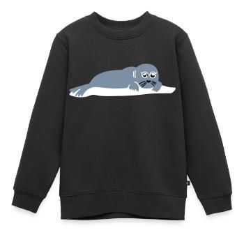 seal 2 - Sweat Premium enfant bio - noir - Devant - AI Model Kid Female (0cm)
