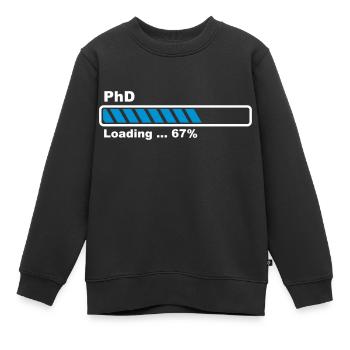 PhD loading bar - Kids Premium Organic Sweatshirt - black - Front - AI Model Kid Female (0cm)