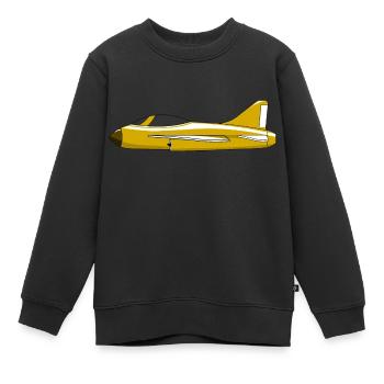 Flugzeug Gelb - Kinder Premium Organic Sweatshirt - Schwarz - Vorne - AI Model Kid Female (0cm)