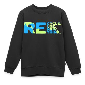 ReCycle ReUse ReNew ReThink - Kinder Premium Organic Sweatshirt - Schwarz - Vorne - AI Model Kid Female (0cm)