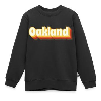 Oakland Retro Vintage Texte - Sweat Premium enfant bio - noir - Devant - AI Model Kid Female (0cm)