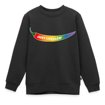 T-Shirt CSD Rainbow Chili just chillin - Sweat Premium enfant bio - noir - Devant - AI Model Kid Female (0cm)