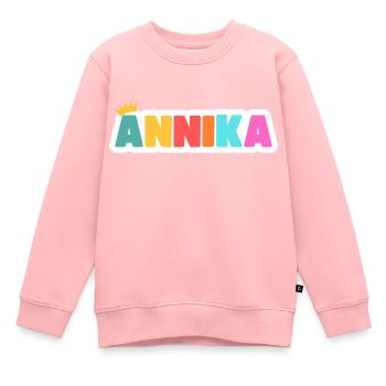 Annika! Personalisierbar - Kinder Premium Organic Sweatshirt - Rosa - Vorne - AI Model Kid Female (0cm)
