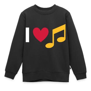 Ich liebe Musik (Herz, Note) - Kinder Premium Organic Sweatshirt - Schwarz - Vorne - AI Model Kid Female (0cm)