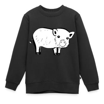 Symbole cochon animal bébé contraste - Sweat Premium enfant bio - noir - Devant - AI Model Kid Female (0cm)