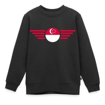 Singapour - Sweat Premium enfant bio - noir - Devant - AI Model Kid Female (0cm)